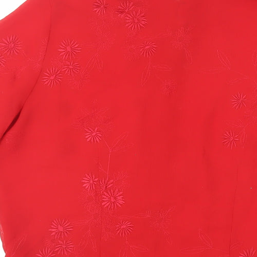 Joanna Hope Womens Red Polyester Basic Button-Up Size 14 Collared - Embroidered