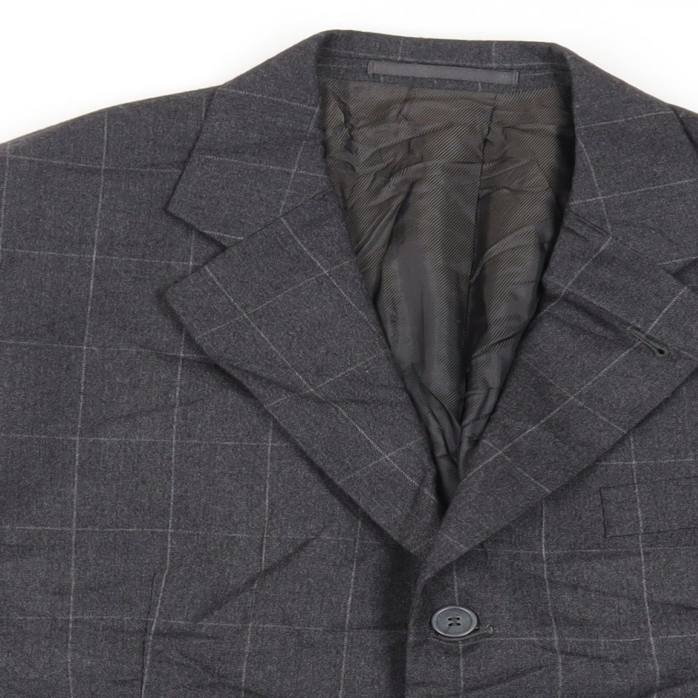 NEXT Mens Grey Check Wool Jacket Suit Jacket Size 40 Regular