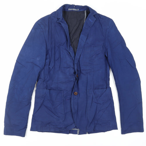 Burton Mens Blue Cotton Jacket Blazer Size 36 Regular