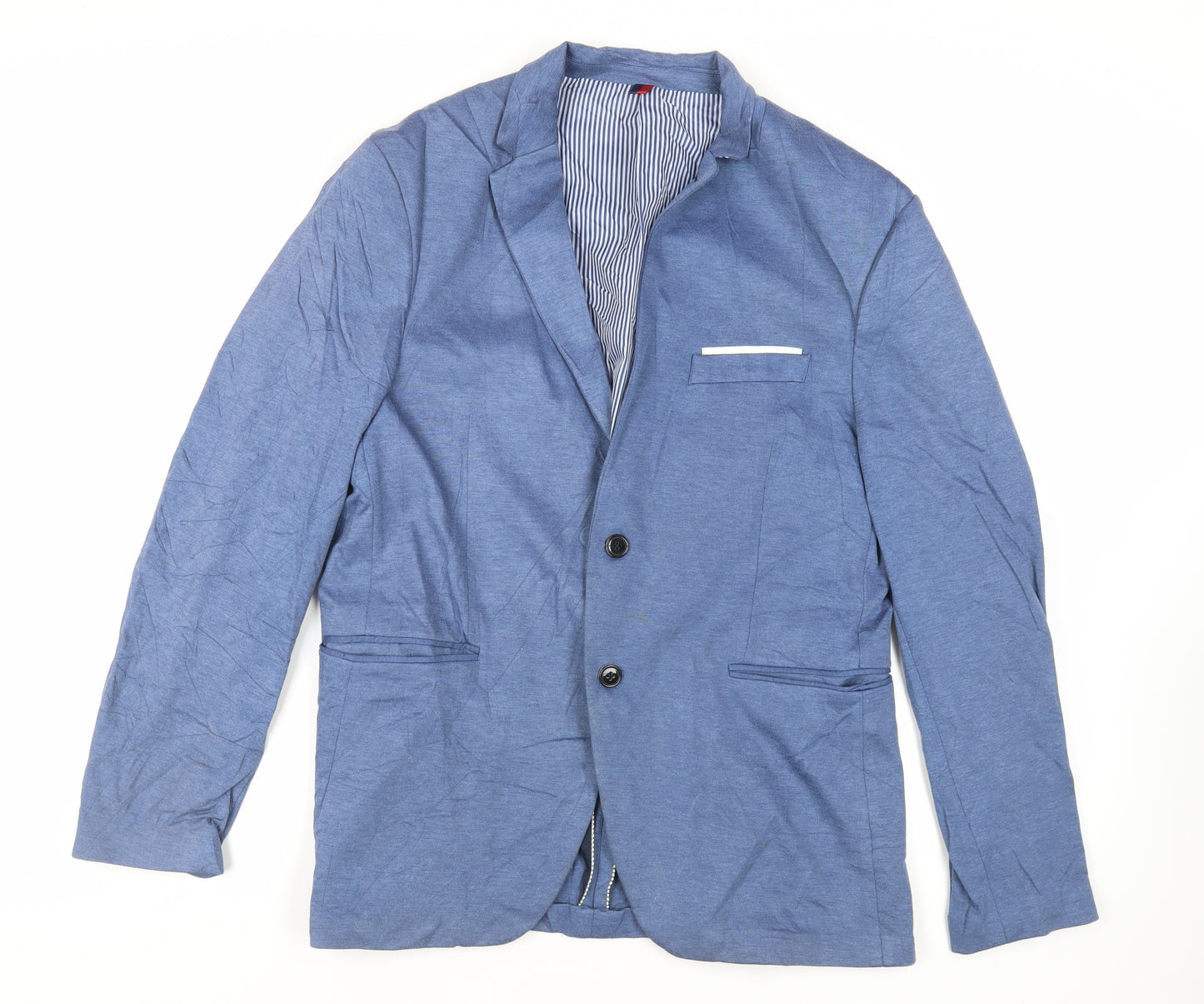 Zara Man Mens Blue Jacket Blazer Size 46 Button - Elbow Patches