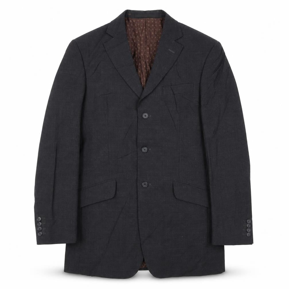 Front view of Marks & Spencer men’s grey polyester jacket suit jacket, size 38, regular