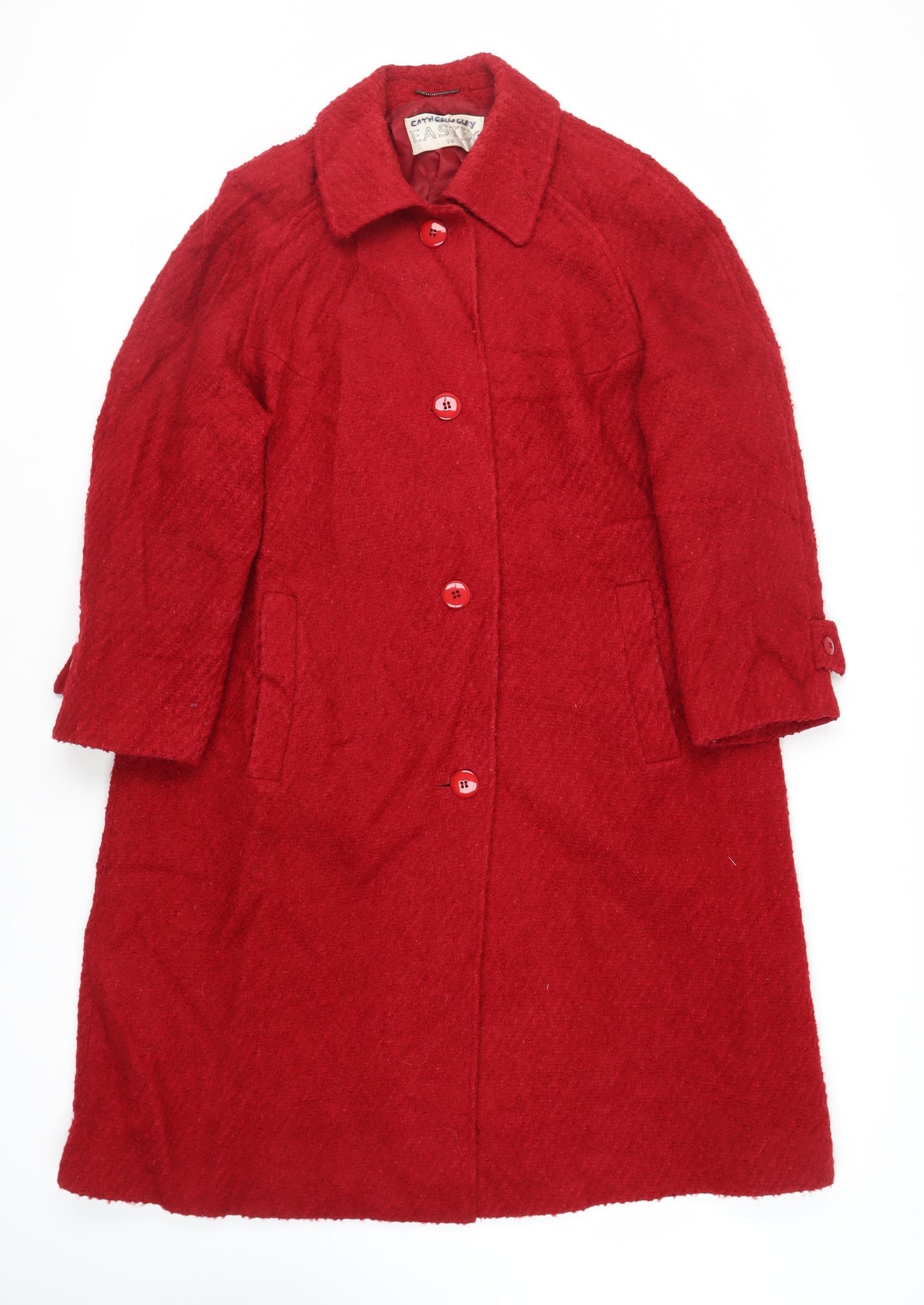 Eastex Womens Red Overcoat Coat Size 18 Button
