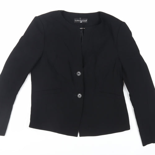 LUISA CERANO Womens Black Jacket Blazer Size 16 Button