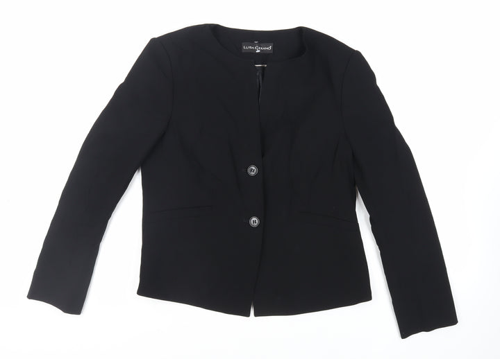 LUISA CERANO Womens Black Jacket Blazer Size 16 Button