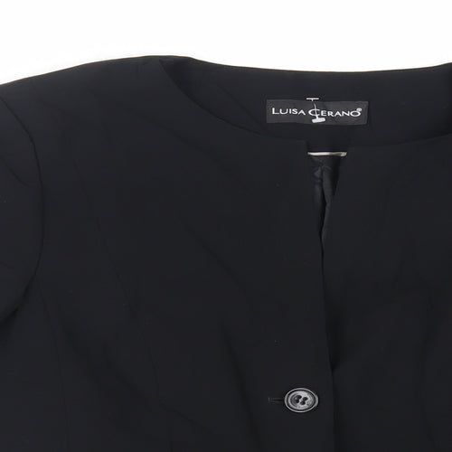 LUISA CERANO Womens Black Jacket Blazer Size 16 Button