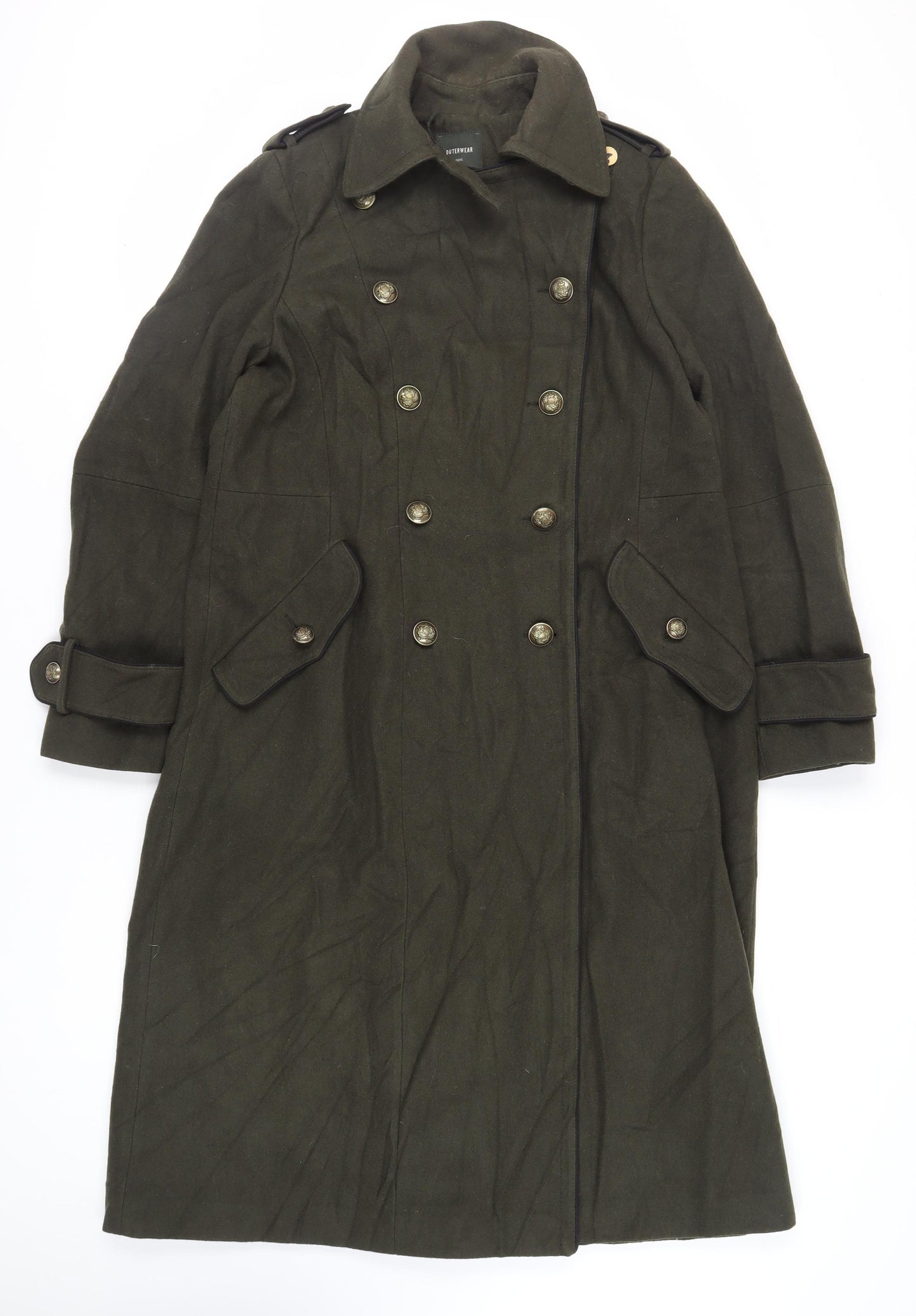 NEXT Womens Green Overcoat Coat Size 18 Button