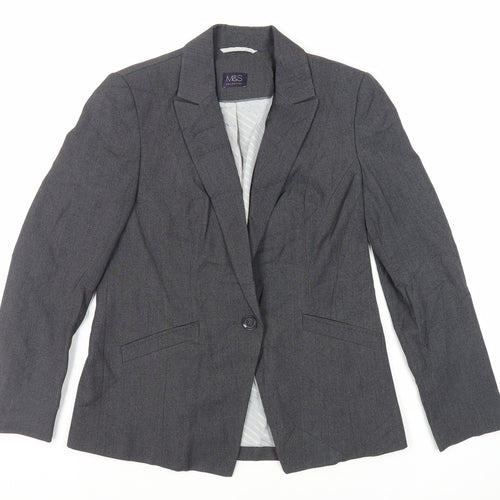 Marks and Spencer Womens Grey Jacket Blazer Size 12 Button