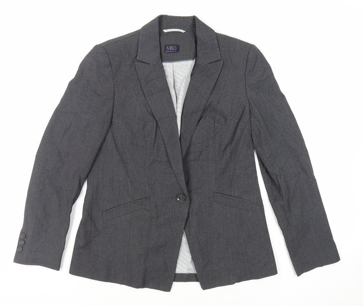 Marks and Spencer Womens Grey Jacket Blazer Size 12 Button