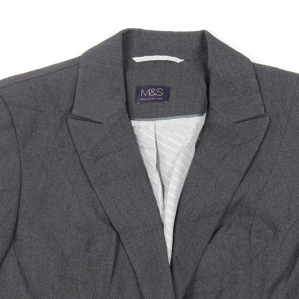 Marks and Spencer Womens Grey Jacket Blazer Size 12 Button