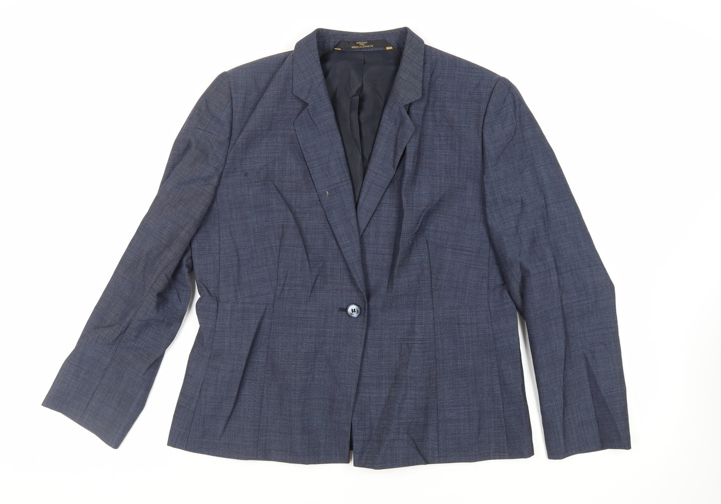 Marks and Spencer Womens Blue Jacket Blazer Size 14 Button