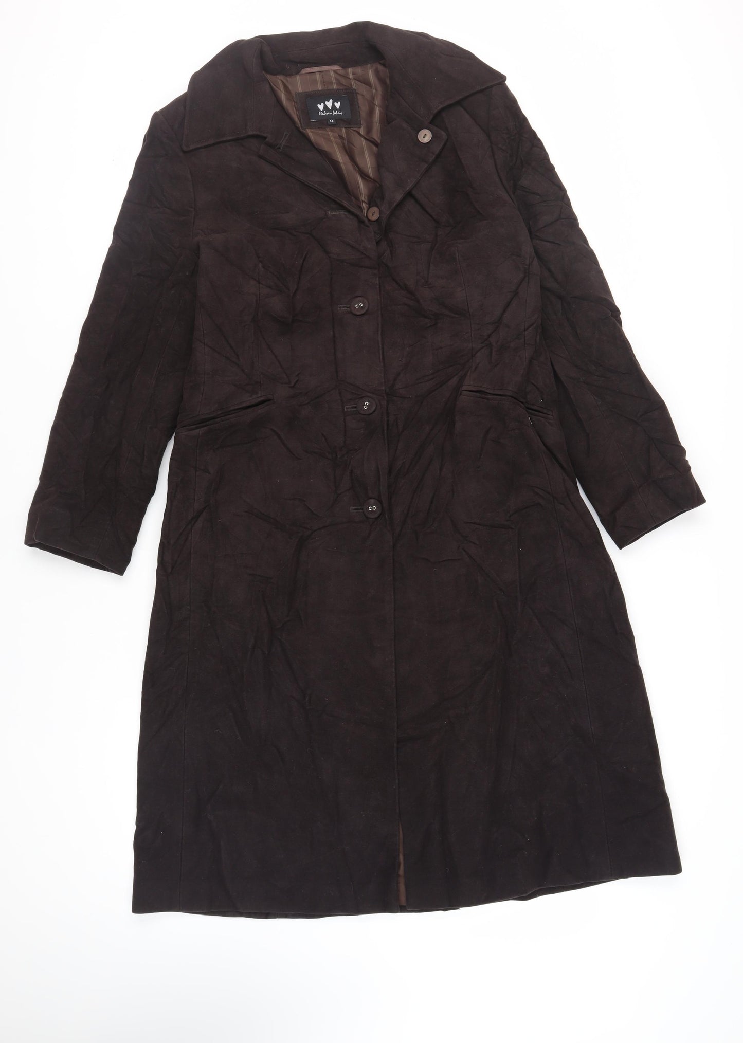 Per Una Womens Brown Overcoat Coat Size 14 Button