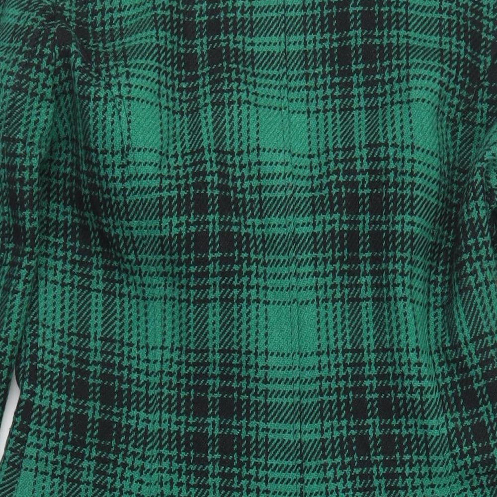 Per Una Womens Green Plaid Overcoat Coat Size 10 Button