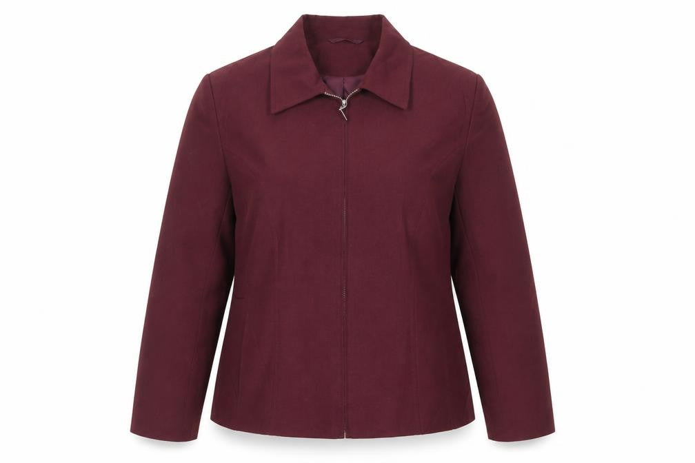 Front view of Berkertex women’s purple jacket, size UK 18, zip