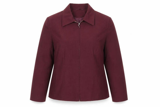 Front view of Berkertex women’s purple jacket, size UK 18, zip