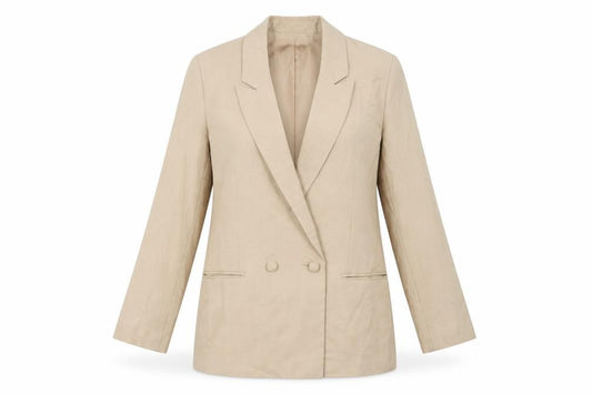 Front view of ASOS women’s beige jacket blazer, size UK 10, button