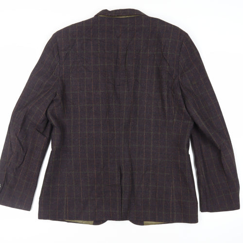 French Connection Mens Purple Check Jacket Blazer Size 44 Button