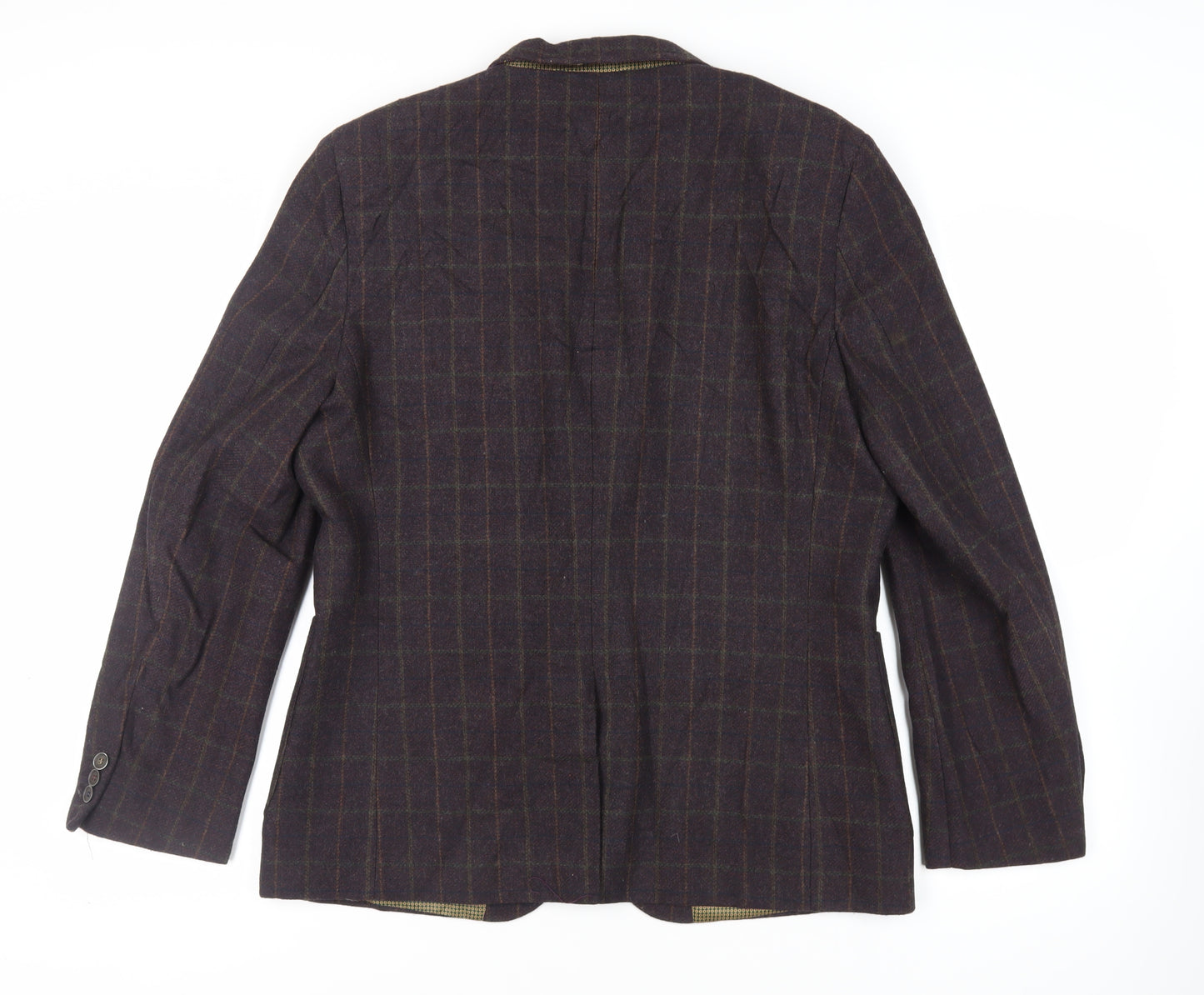 French Connection Mens Purple Check Jacket Blazer Size 44 Button