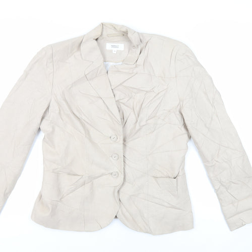 Marks and Spencer Womens Beige Jacket Blazer Size 14 Button