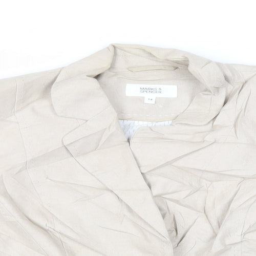 Marks and Spencer Womens Beige Jacket Blazer Size 14 Button