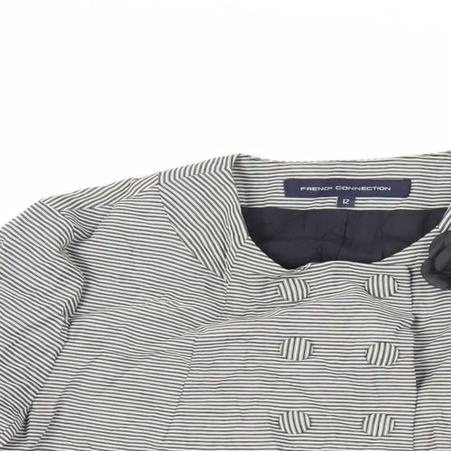 French Connection Womens Black Striped Jacket Blazer Size 10 Snap