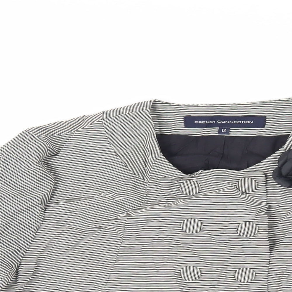 French Connection Womens Black Striped Jacket Blazer Size 10 Snap
