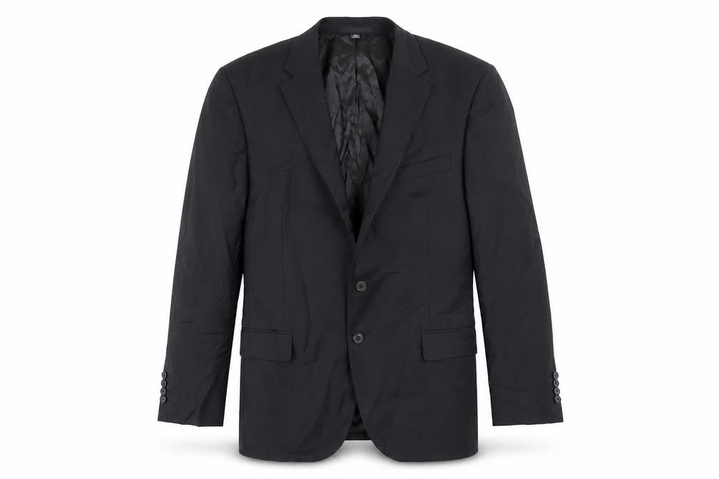 Front view of Marks & Spencer men’s black wool jacket suit jacket, size 44, regular