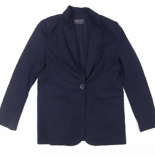 Marks and Spencer Womens Blue Jacket Blazer Size 8 Button