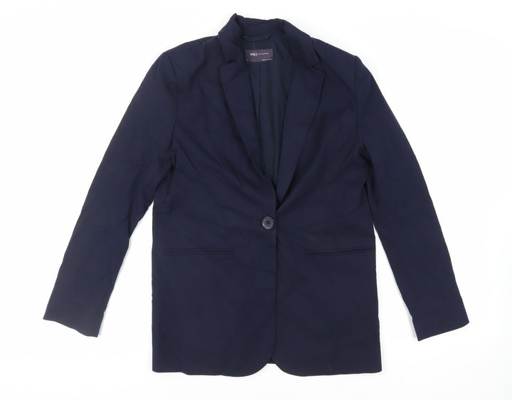 Marks and Spencer Womens Blue Jacket Blazer Size 8 Button