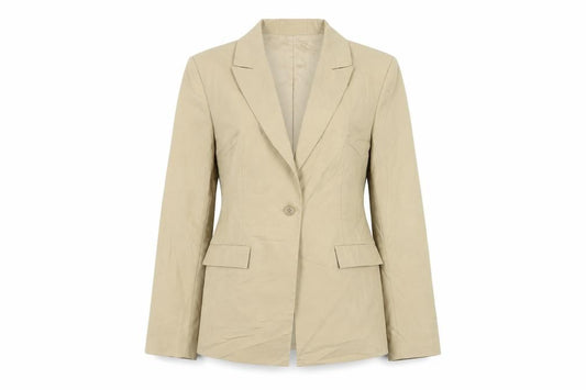 Front view of Mexx women’s beige jacket blazer, size UK 6, button