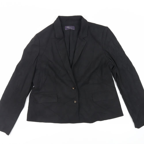 Marks and Spencer Womens Black Jacket Blazer Size 16 Button