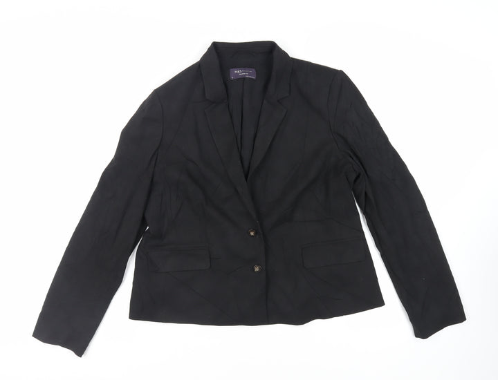 Marks and Spencer Womens Black Jacket Blazer Size 16 Button