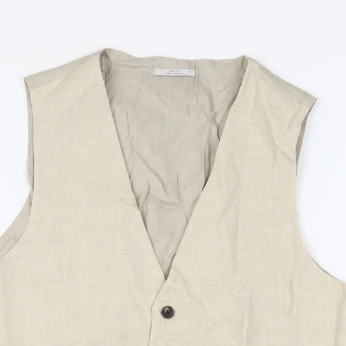 Marks and Spencer Mens Beige Linen Jacket Suit Waistcoat Size 40 Regular