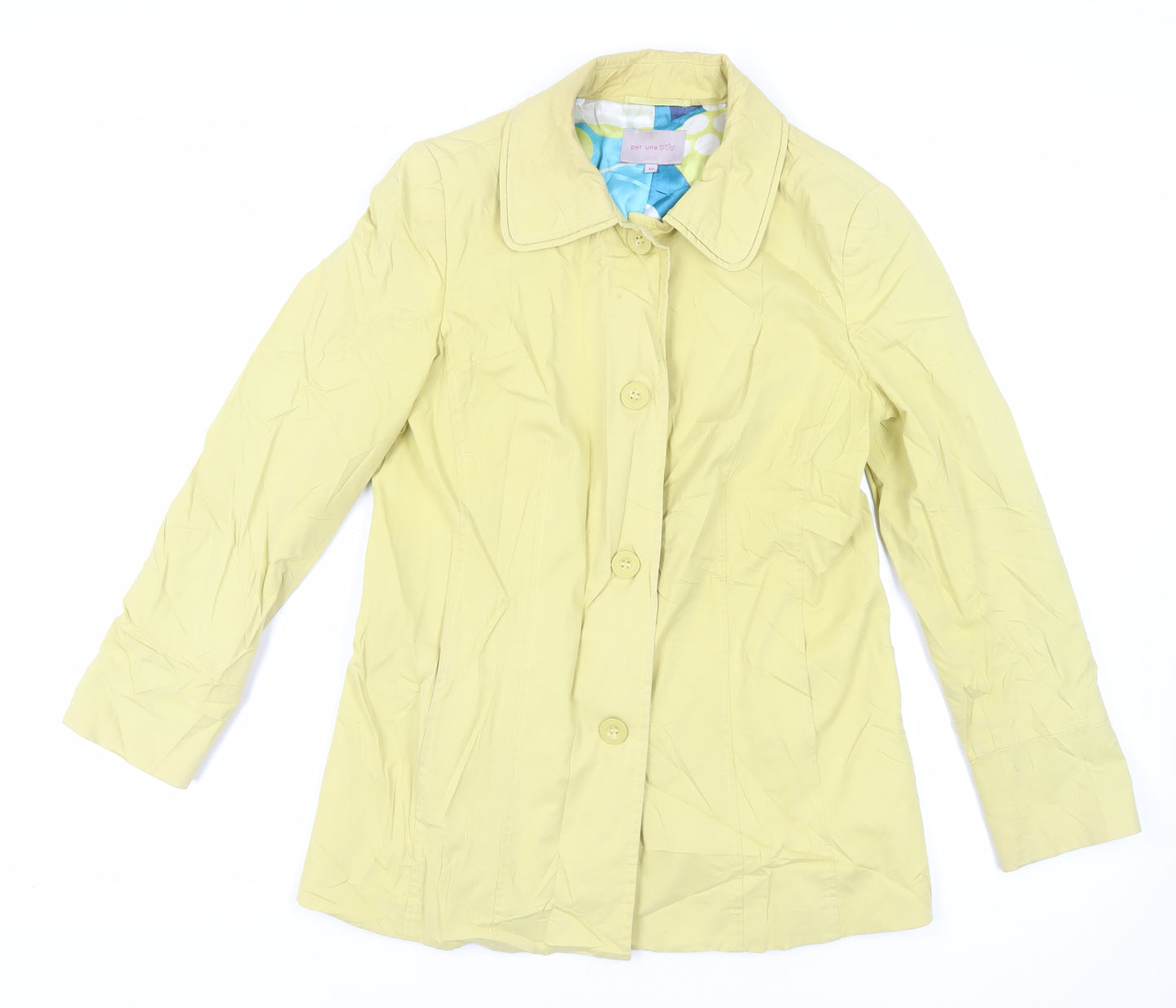 Per Una Womens Yellow Overcoat Coat Size 10 Button