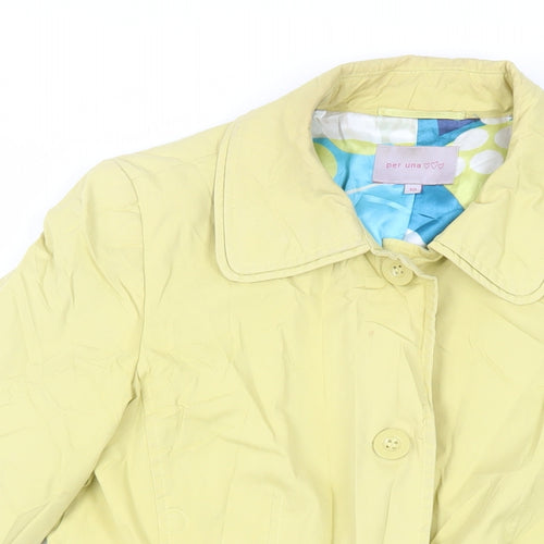 Per Una Womens Yellow Overcoat Coat Size 10 Button