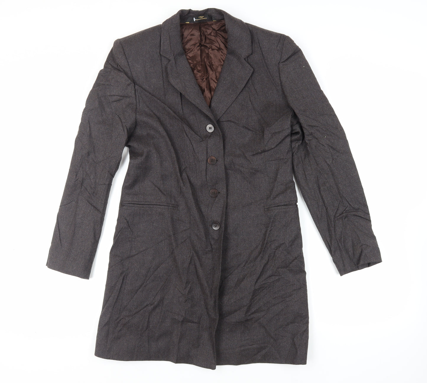 Marks and Spencer Womens Grey Overcoat Coat Size 10 Button