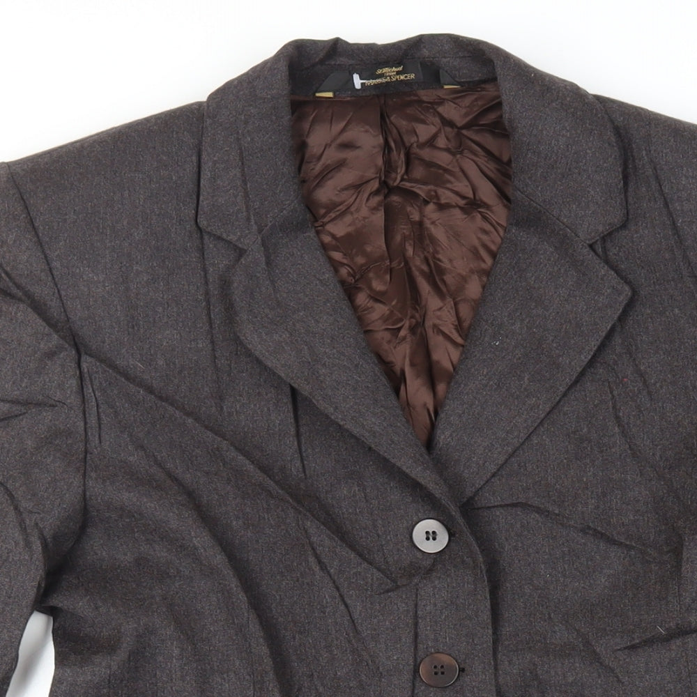Marks and Spencer Womens Grey Overcoat Coat Size 10 Button