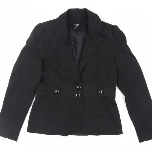 Yen London Womens Black Striped Jacket Blazer Size 12 Button