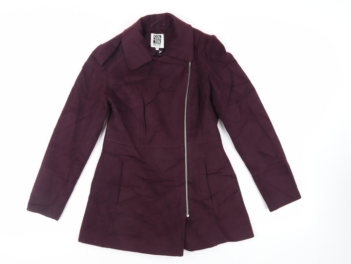 Debenhams Womens Purple Overcoat Coat Size 8 Zip
