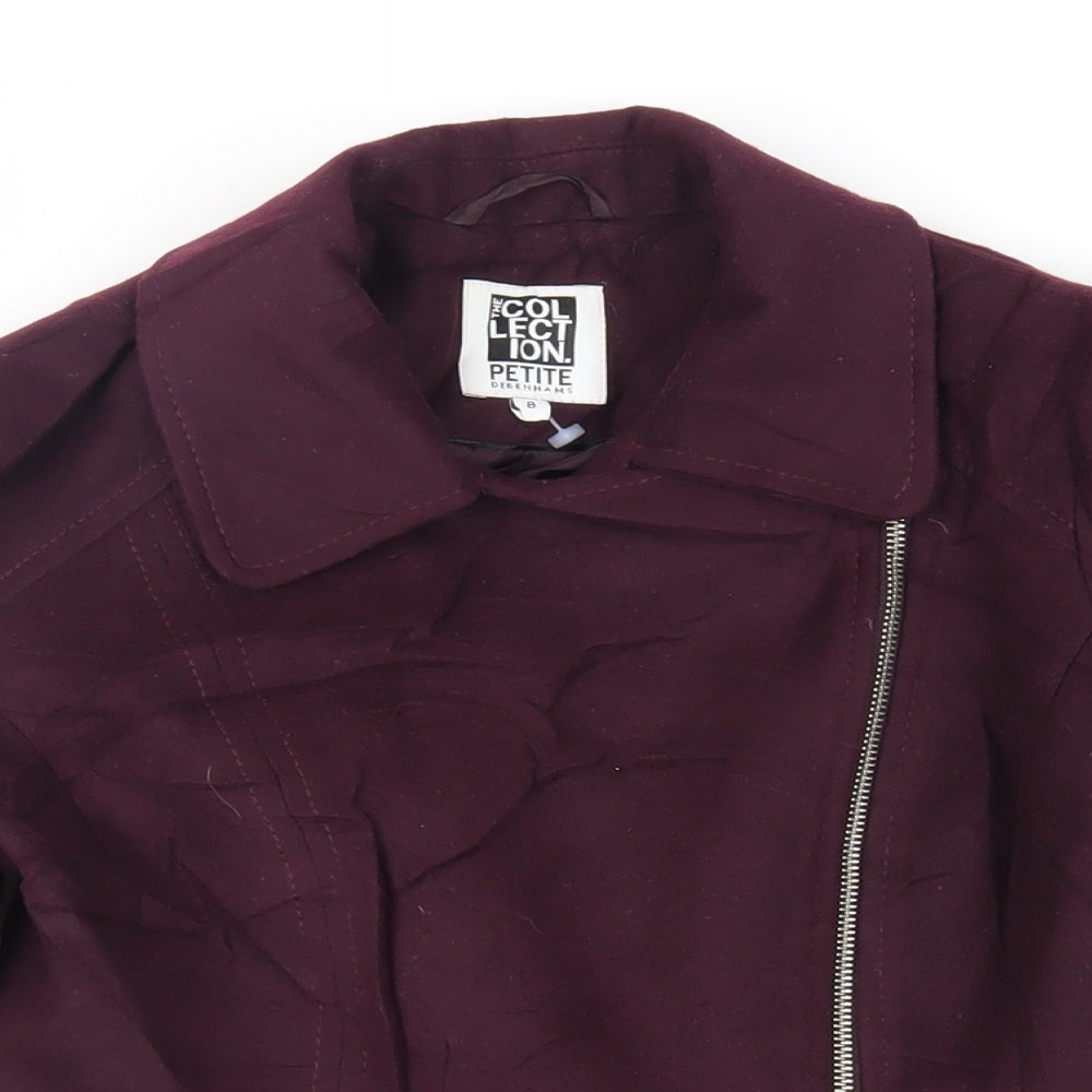Debenhams Womens Purple Overcoat Coat Size 8 Zip