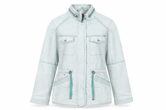 Front view of Next women’s green jacket, size UK 18, zip