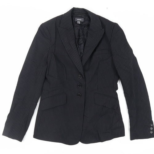 Mexx Womens Black Striped Jacket Blazer Size 10 Button