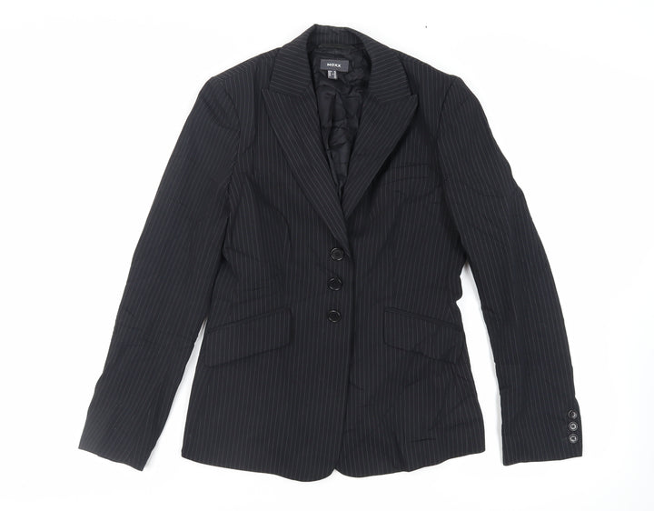 Mexx Womens Black Striped Jacket Blazer Size 10 Button