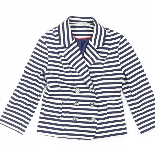 Red Herring Womens Blue Striped Jacket Blazer Size 8 Button