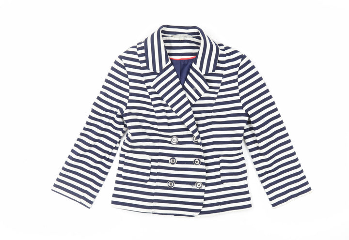 Red Herring Womens Blue Striped Jacket Blazer Size 8 Button