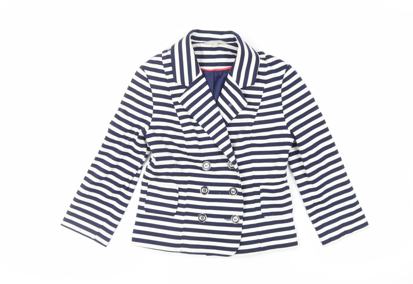 Red Herring Womens Blue Striped Jacket Blazer Size 8 Button