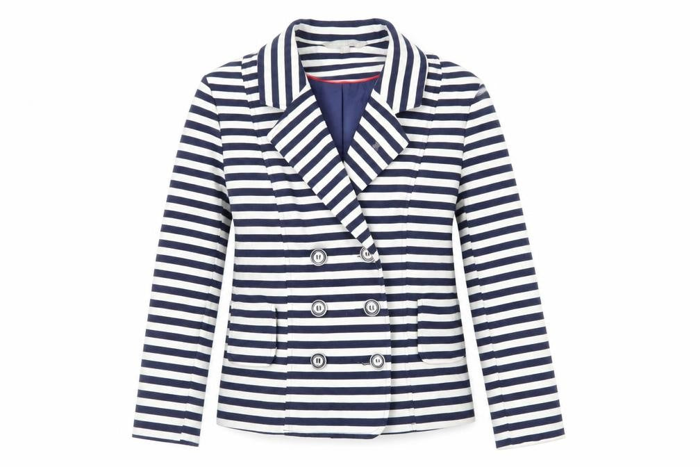 Red Herring Womens Blue Striped Jacket Blazer Size 8 Button