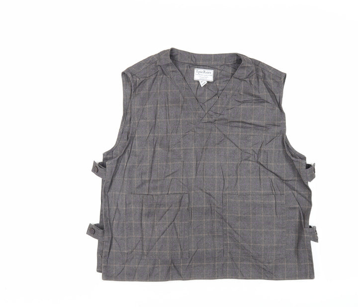 Epic Rare Womens Grey Check Jacket Waistcoat Size S Button - Pockets