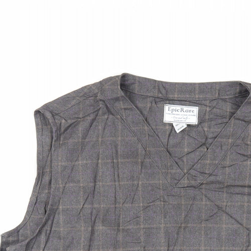 Epic Rare Womens Grey Check Jacket Waistcoat Size S Button - Pockets