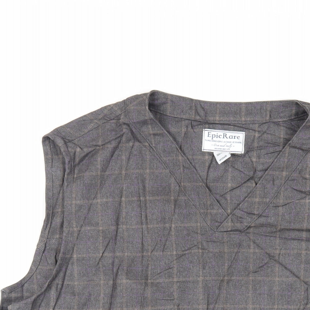 Epic Rare Womens Grey Check Jacket Waistcoat Size S Button - Pockets