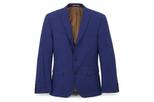 Front view of Next men’s blue polyester jacket suit jacket, size 42, regular